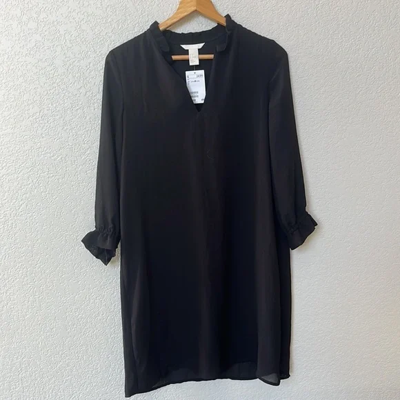 NWT H and M Black Mini Long Sleeve Dress size 8 - Picture 2 of 9